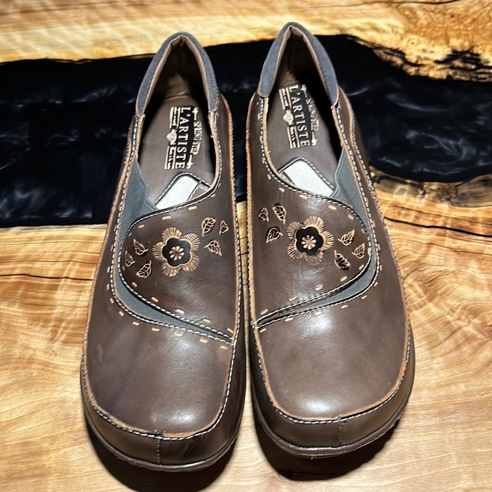 Spring Step L'Artiste Brown Burbank Clog.  Sz EU 40/ US 9